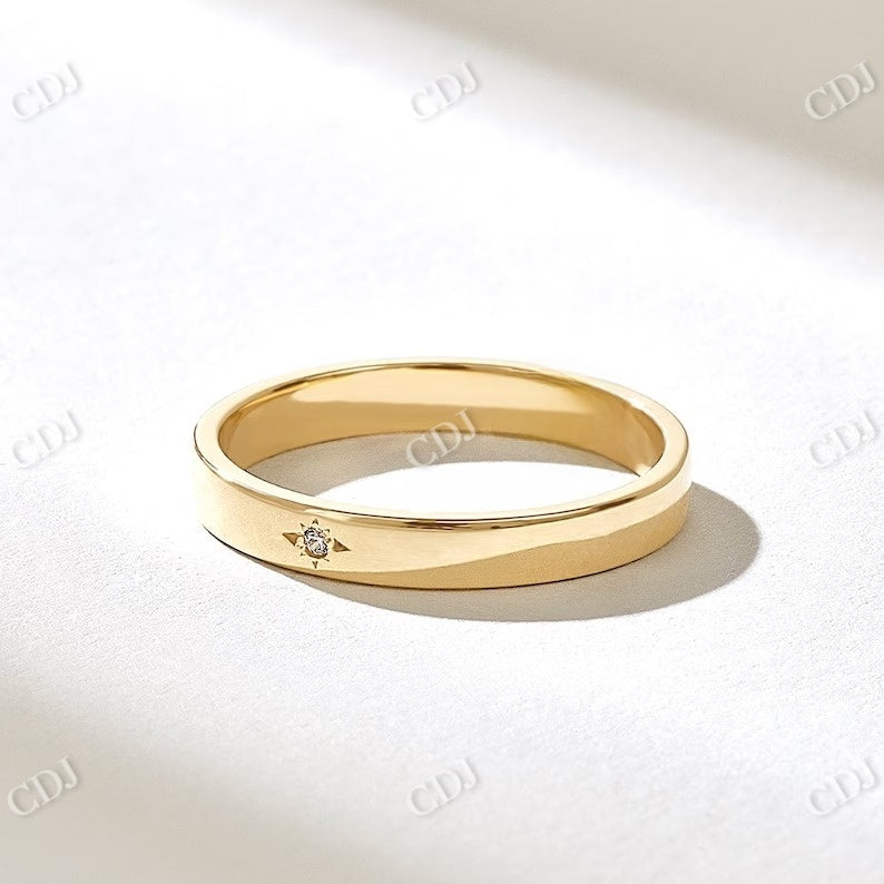 0.01CTW Tiny CVD Round Diamond Wedding Band  customdiamjewel 10KT Yellow Gold VVS-EF