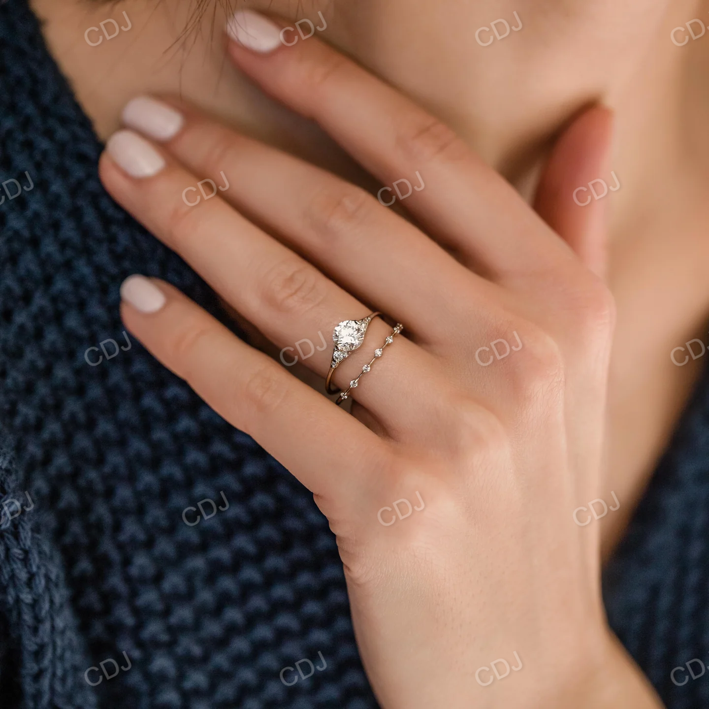 0.14CTW Lab Grown Distance Pave Diamond Wedding Band  customdiamjewel   