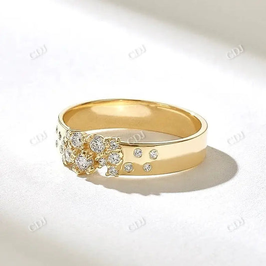 0.35CTW Cluster Lab Grown Diamond Wedding Band  customdiamjewel 10KT Yellow Gold VVS-EF