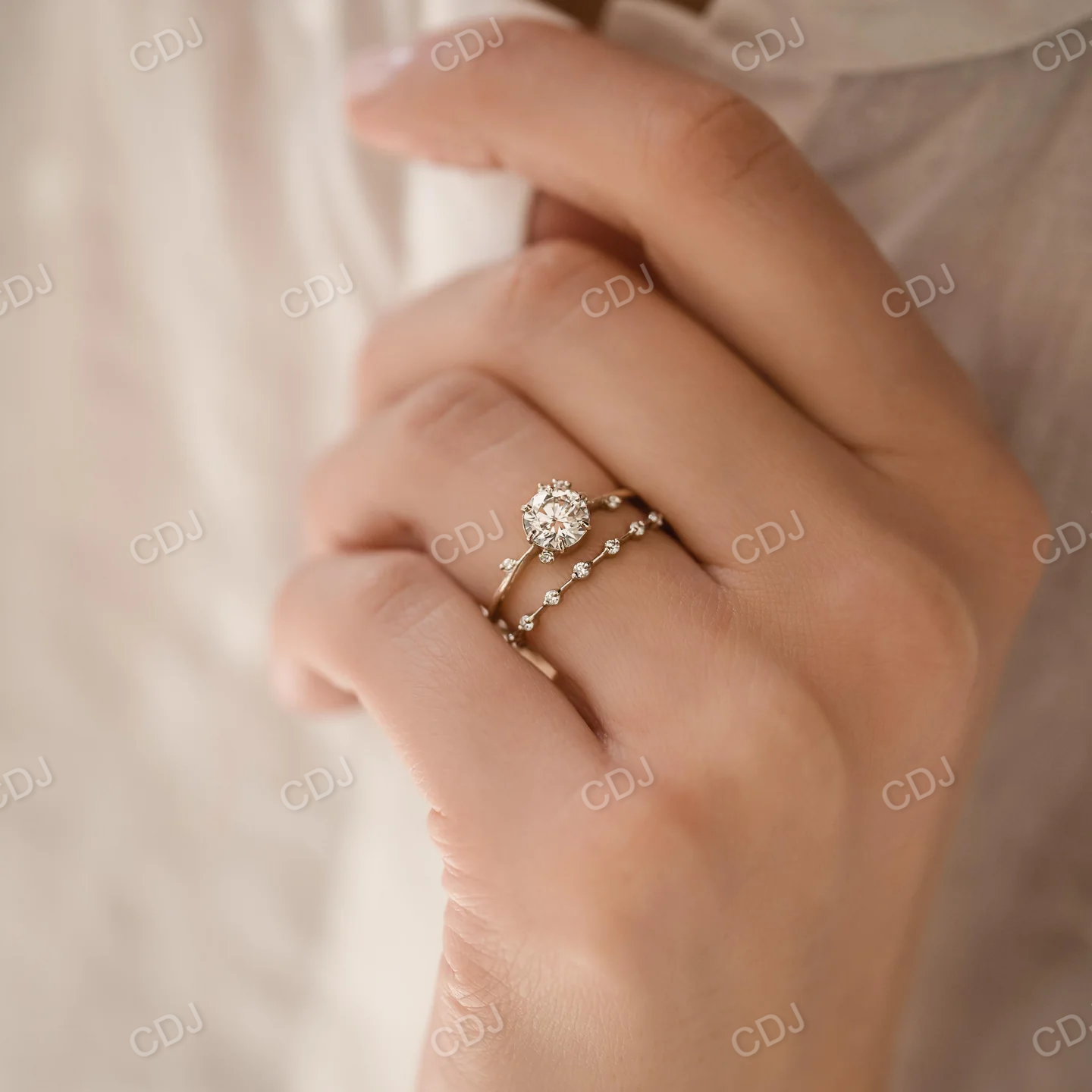 0.14CTW Lab Grown Distance Pave Diamond Wedding Band  customdiamjewel   