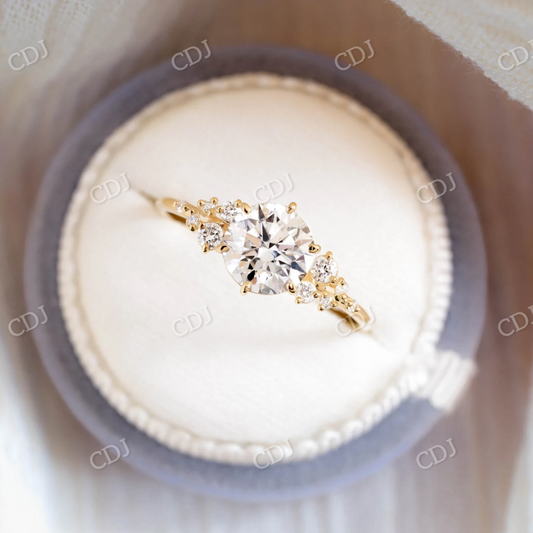 Round Cut Moissanite Snowdrift Engagement Ring  customdiamjewel 10KT Yellow Gold VVS-EF