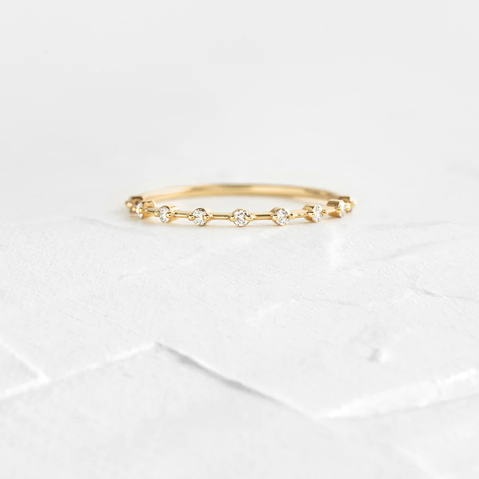 0.14CTW Lab Grown Distance Pave Diamond Wedding Band  customdiamjewel 10KT Yellow Gold VVS-EF