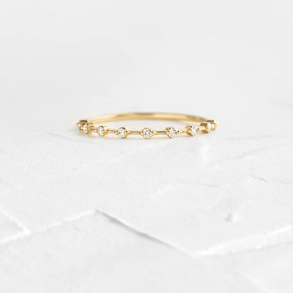 0.14CTW Lab Grown Distance Pave Diamond Wedding Band  customdiamjewel 10KT Yellow Gold VVS-EF