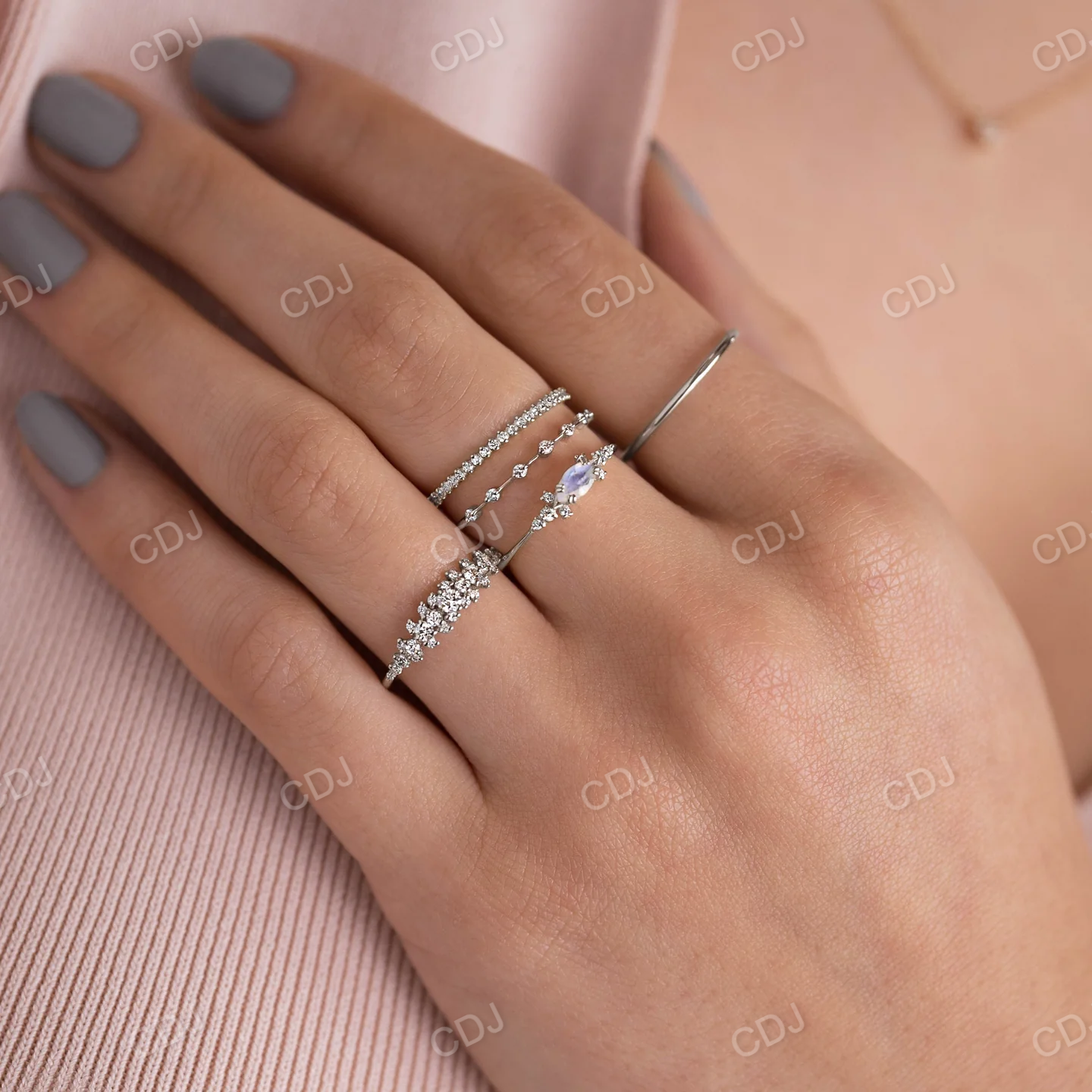 0.14CTW Lab Grown Distance Pave Diamond Wedding Band  customdiamjewel   