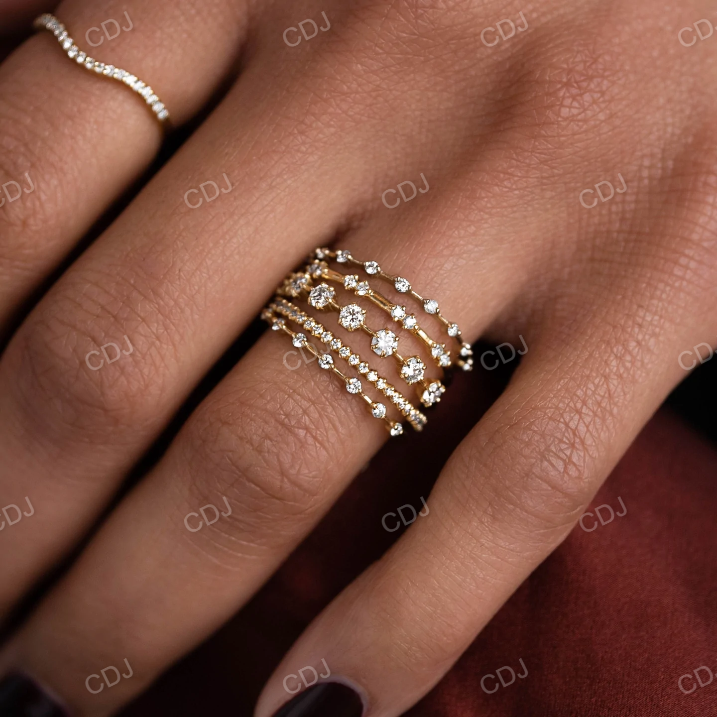 0.14CTW Lab Grown Distance Pave Diamond Wedding Band  customdiamjewel   