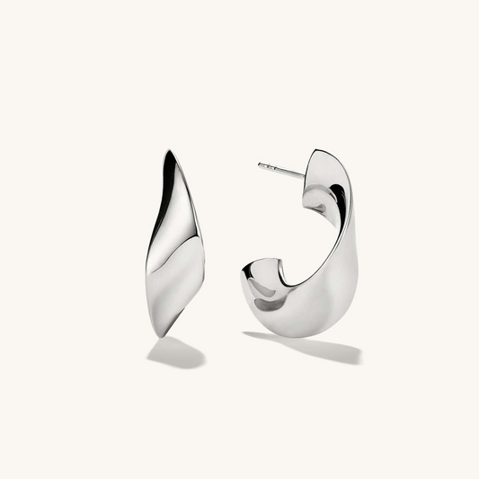 Wave And Curved Gold Stud Earrings customdiamjewel Sterling Silver White Gold VVS-EF