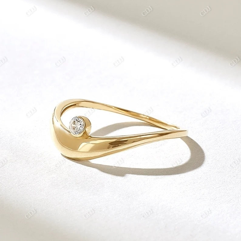 0.03CT Round Bezel Set Lab Grown Diamond Ring  customdiamjewel 10KT Yellow Gold VVS-EF