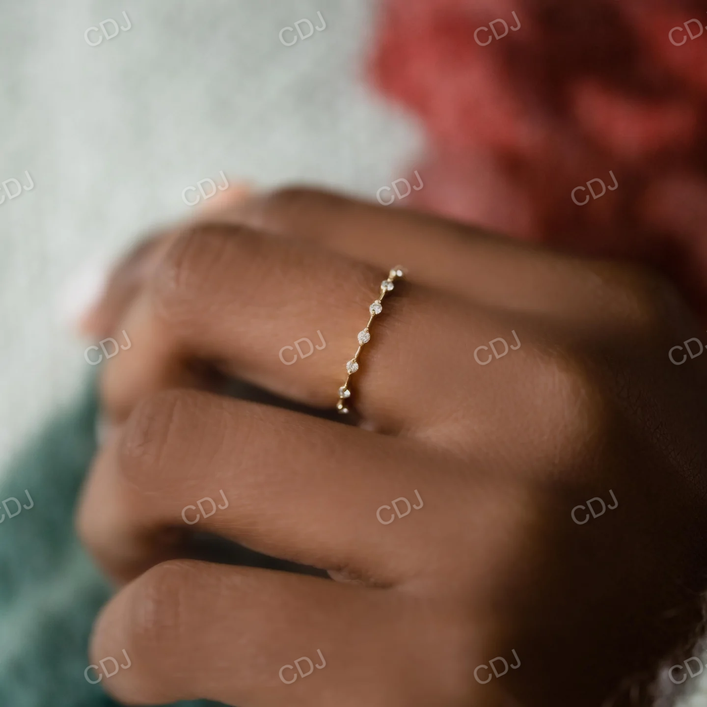 0.14CTW Lab Grown Distance Pave Diamond Wedding Band  customdiamjewel   
