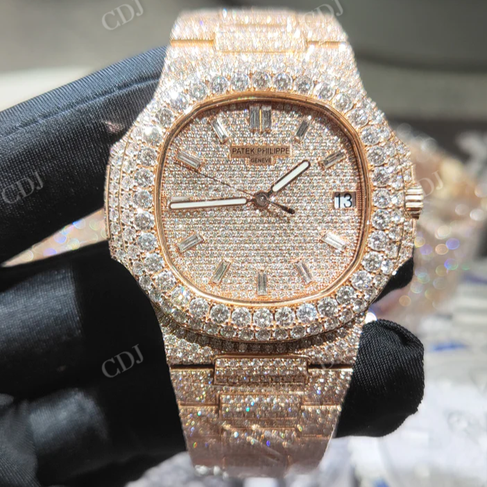 Fully Rose VVS Moissanite Hip Hop Iced Out Wrist Men's Watch customdiamjewel