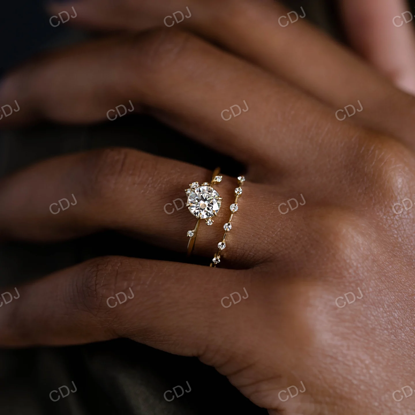 0.14CTW Lab Grown Distance Pave Diamond Wedding Band  customdiamjewel   