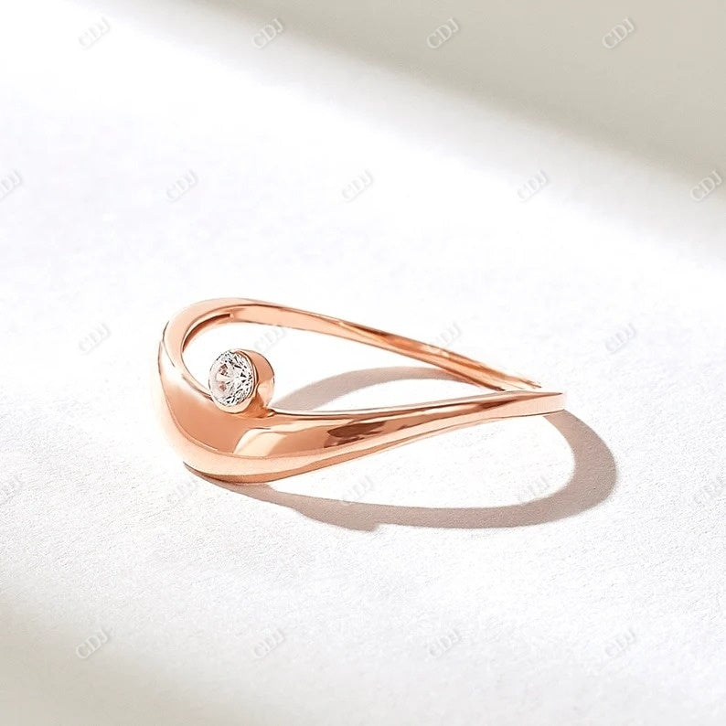 0.03CT Round Bezel Set Lab Grown Diamond Ring  customdiamjewel 10KT Rose Gold VVS-EF