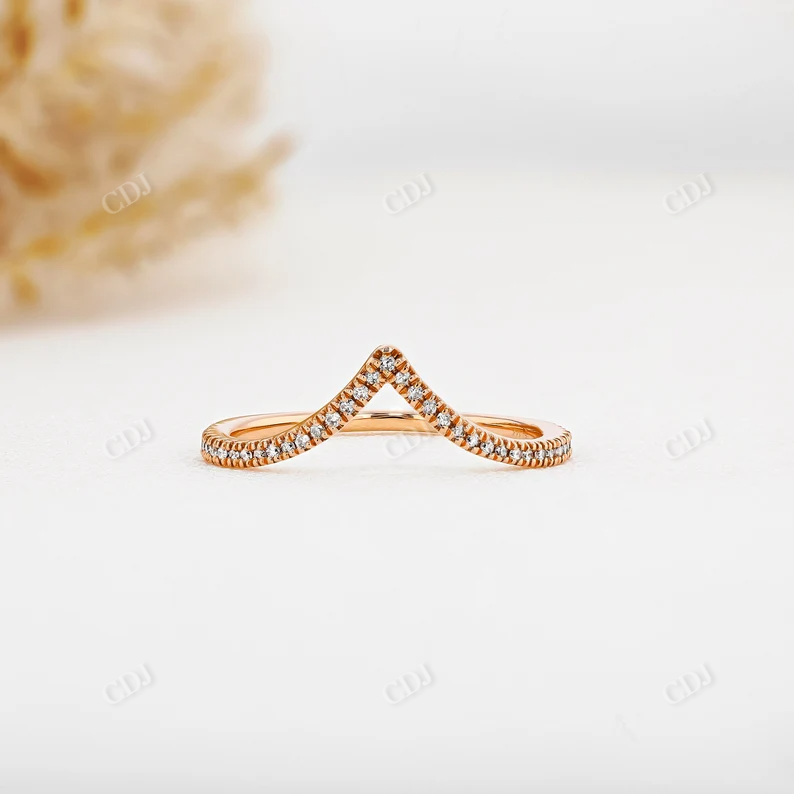 0.10CTW Round Cut Natural Diamond Curved Wedding Bad  customdiamjewel 10KT Rose Gold VVS-EF