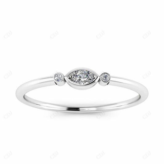 0.1CTW Round and Marquise Cut Diamond Ring  customdiamjewel 10KT White Gold VVS-EF