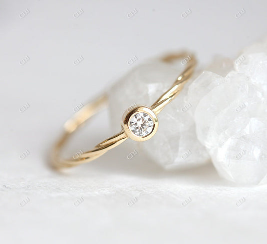 Bezel Set Round Moissanite 14k Gold Engagement Ring  customdiamjewel 10KT Yellow Gold VVS-EF