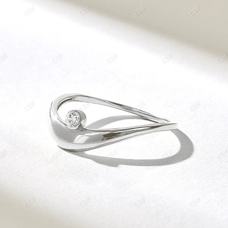 0.03CT Round Bezel Set Lab Grown Diamond Ring  customdiamjewel 10KT White Gold VVS-EF