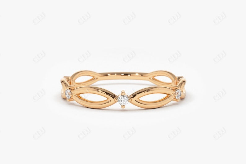 0.09CTW Unique Lab Grow Diamond Wedding Band  customdiamjewel 10KT Rose Gold VVS-EF