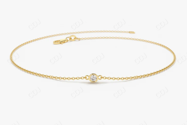 Moissanite Round Cut Solitaire Diamond Bracelet  customdiamjewel Sterling Silver Yellow Gold VVS-EF