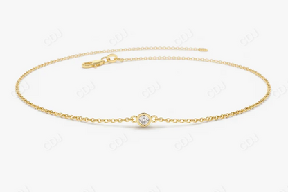 Moissanite Round Cut Solitaire Diamond Bracelet  customdiamjewel Sterling Silver Yellow Gold VVS-EF