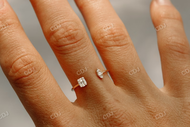 Minimal Baguette Diamond Cuff Wedding Band  customdiamjewel   