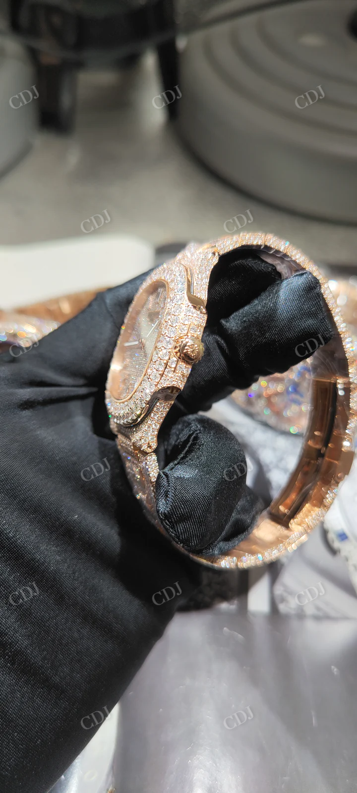 Fully Rose VVS Moissanite Hip Hop Iced Out Wrist Men's Watch customdiamjewel