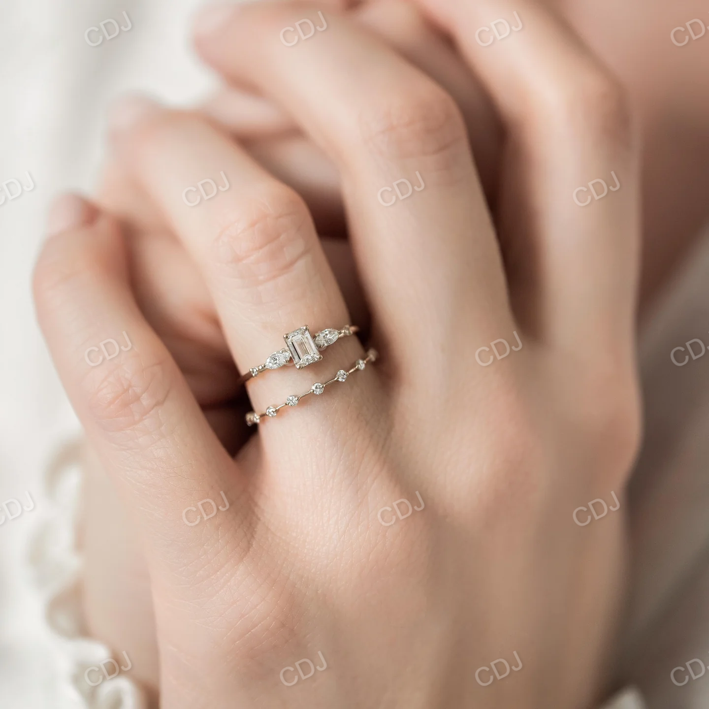 0.14CTW Lab Grown Distance Pave Diamond Wedding Band  customdiamjewel   