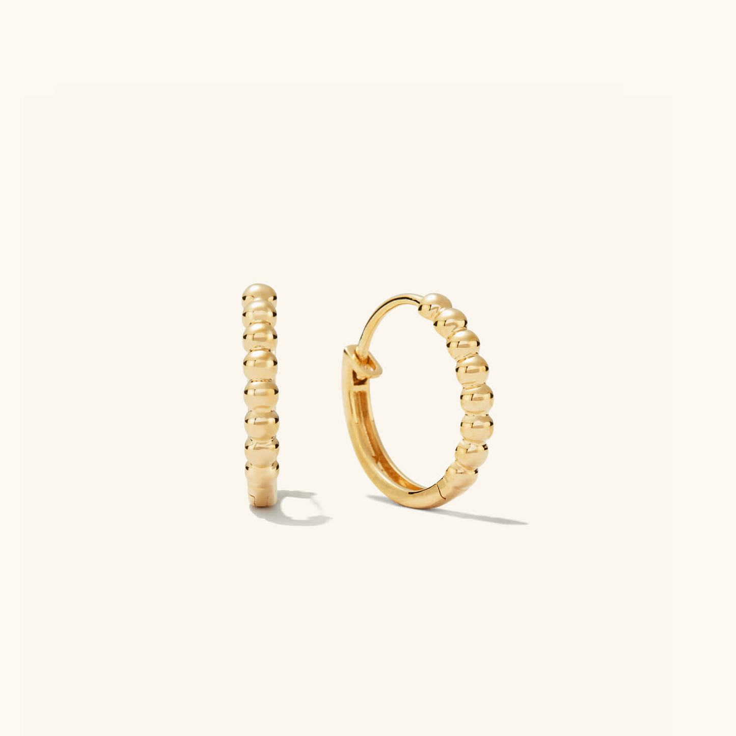 Beaded Small 14K Gold Daily Wear Hoop Earrings