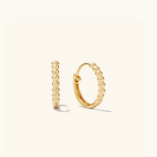 Beaded Small 14K Gold Daily Wear Hoop Earrings  customdiamjewel Sterling Silver Yellow Gold VVS-EF