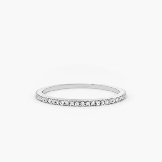 0.25CTW Round Cut Micro Pave Diamond Eternity Wedding Band  customdiamjewel 10KT White Gold VVS-EF