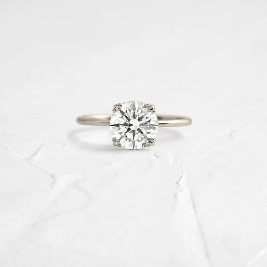 Round Cut Moissanite Engagement Ring  customdiamjewel 10KT White Gold VVS-EF