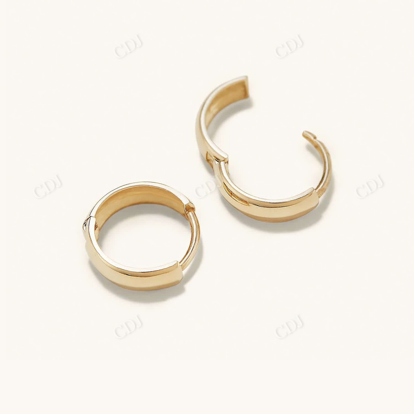 14K Yellow Gold Bold Huggee Hoops Simple Earrings
