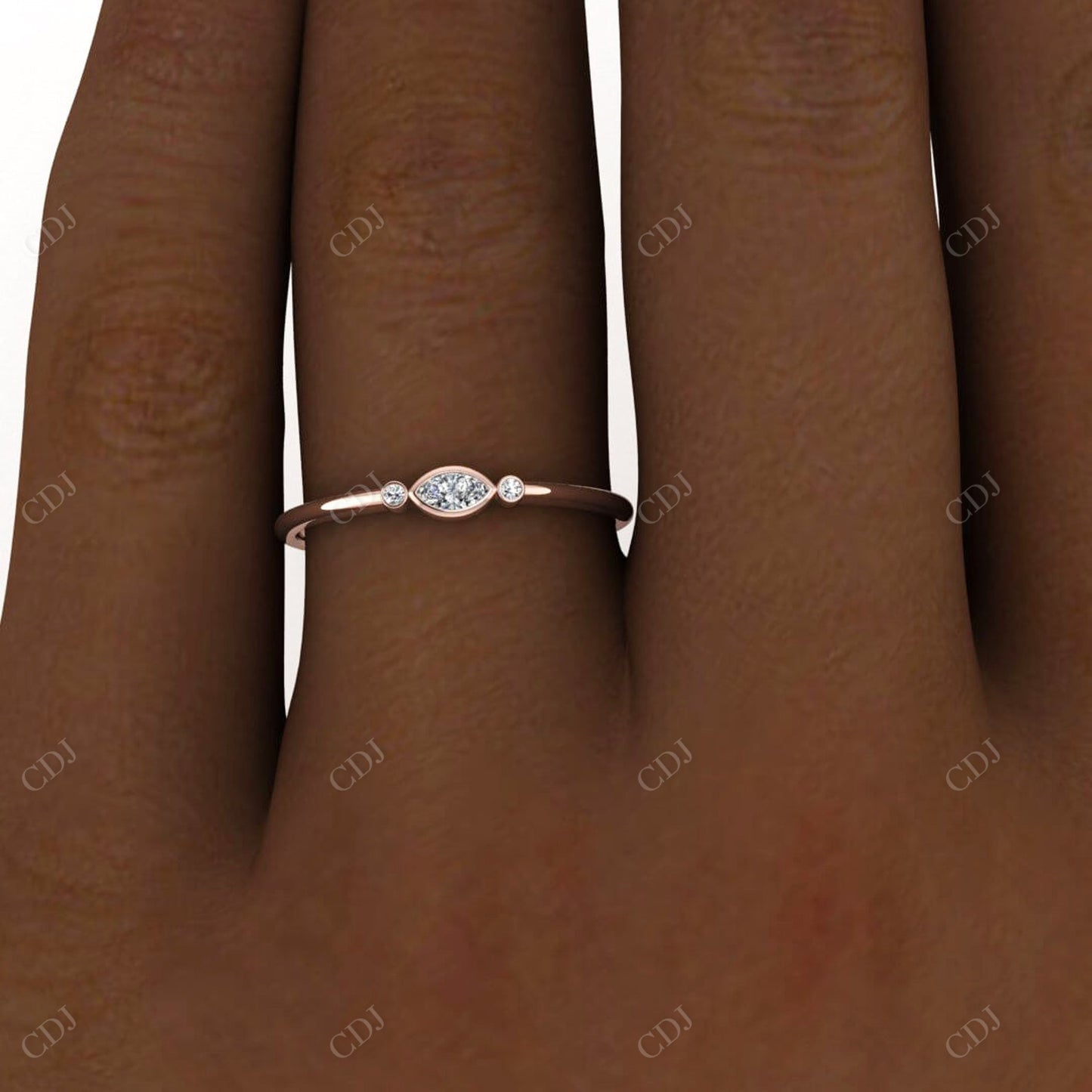 0.1CTW Round and Marquise Cut Diamond Ring