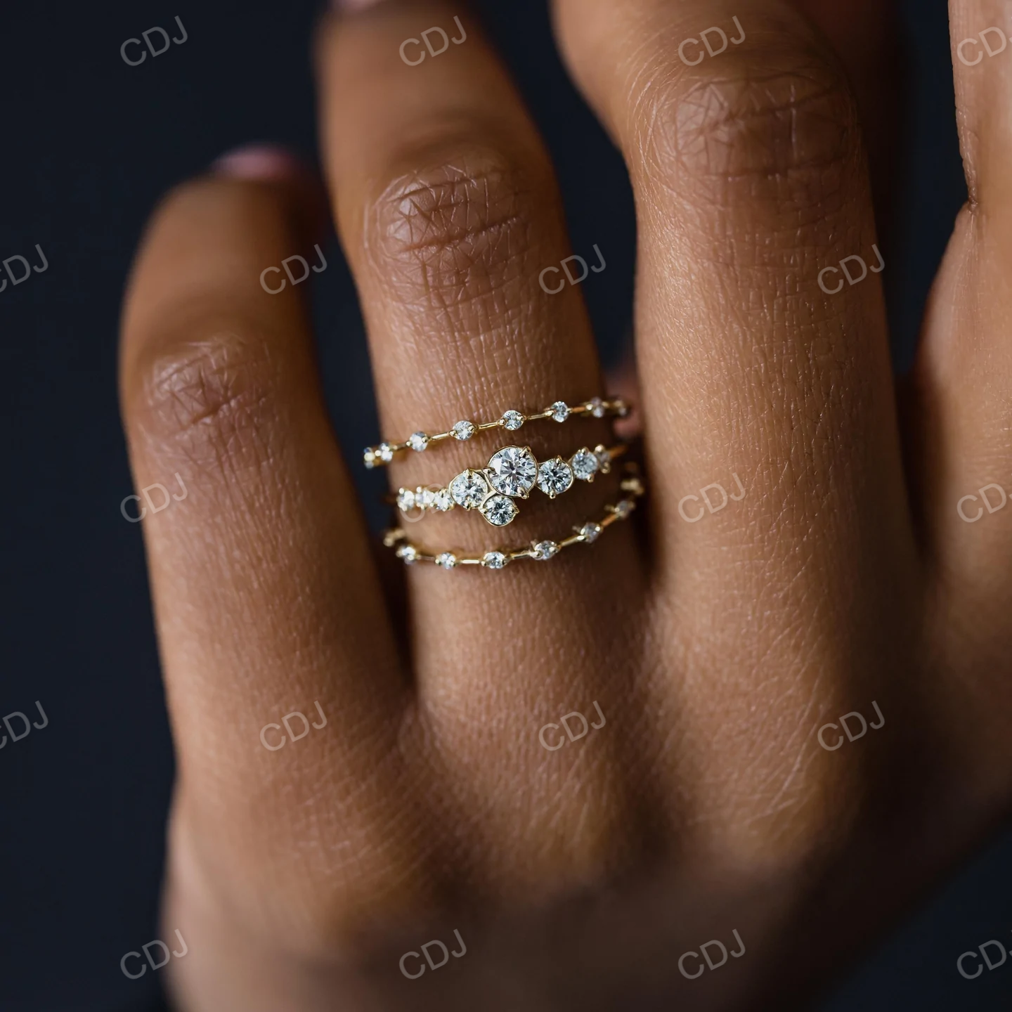 0.14CTW Lab Grown Distance Pave Diamond Wedding Band  customdiamjewel   