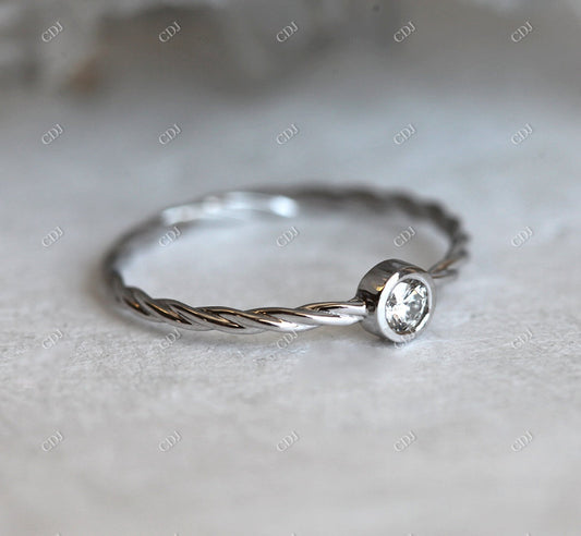 Bezel Set Round Moissanite 14k Gold Engagement Ring  customdiamjewel 10KT White Gold VVS-EF