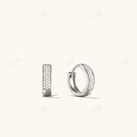 14K Gold Pave Diamond Huggie Hoop Earrings  customdiamjewel 10 KT Solid Gold White Gold VVS-EF