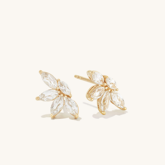 Marquise Cut Natural Diamond Solid Gold Topaz Stud Earring  customdiamjewel 10 KT Solid Gold Yellow Gold VVS-EF