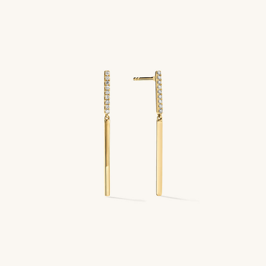 Round Moissanite Beam Pave Drop Stud Earrings  customdiamjewel Sterling Silver Yellow Gold VVS-EF