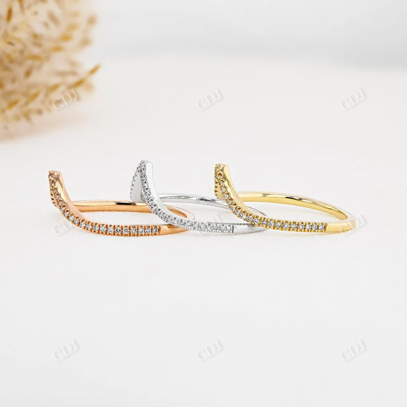 0.10CTW Round Cut Natural Diamond Curved Wedding Bad  customdiamjewel   