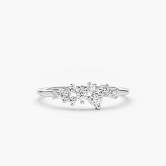 0.30 CTW Round Cut Cluster Diamond Ring  customdiamjewel 10KT White Gold VVS-EF