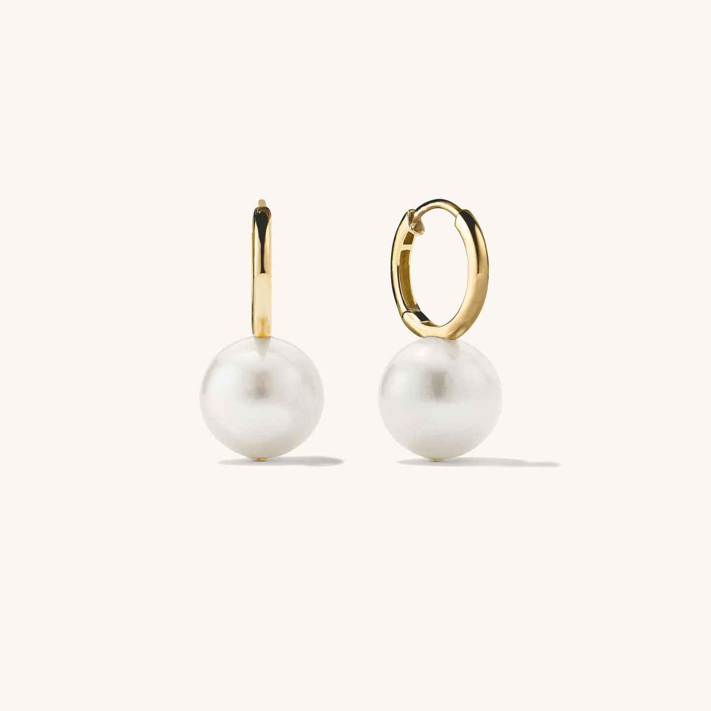 Large Pearl Huggies Daily Wear 14K Gold Earring