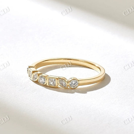 0.21CTW Bezel Set Mix Cut Lab Grown Diamond Wedding Band  customdiamjewel 10KT Yellow Gold VVS-EF