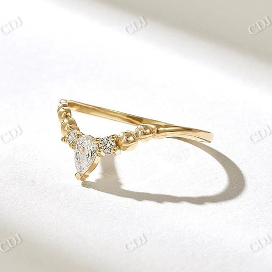 0.22CTW Pear Diamond Ball Curve Wedding Band  customdiamjewel 10KT Yellow Gold VVS-EF