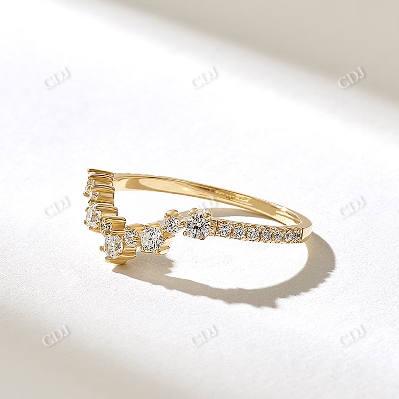 0.33CTW Round Lab Grown Diamond Curved Wedding Band  customdiamjewel 10KT Yellow Gold VVS-EF