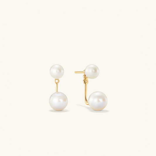 Classic Bold Pearl Ear Jacket 14K Gold Studs Earrings  customdiamjewel Sterling Silver Yellow Gold VVS-EF