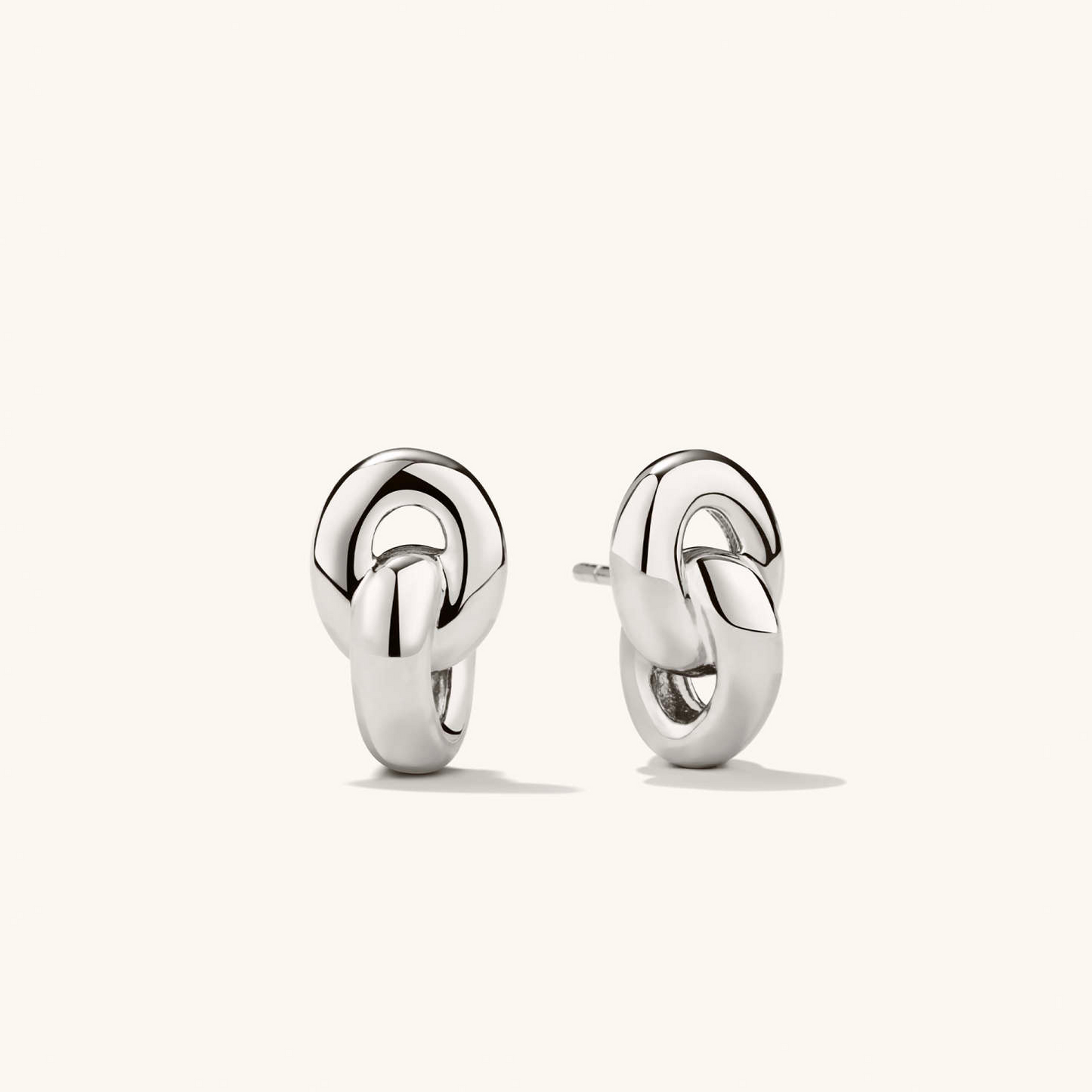 Linked Thick 14K Solid Gold Stud Earring