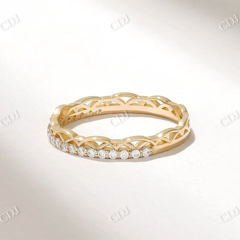 0.07CTW Round Cut Lab Grown Diamond Vintage Wedding Band  customdiamjewel 10KT Yellow Gold VVS-EF