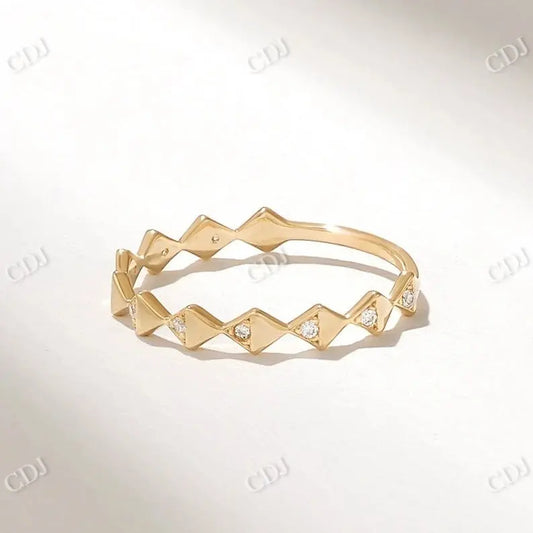 0.05CTW CVD Diamond Angle Geometric Wedding Band  customdiamjewel 10KT Yellow Gold VVS-EF