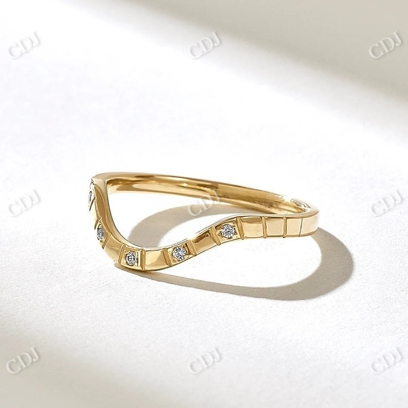 0.05CTW Diamond Square Pattern Arch  Wedding Band  customdiamjewel 10KT Yellow Gold VVS-EF