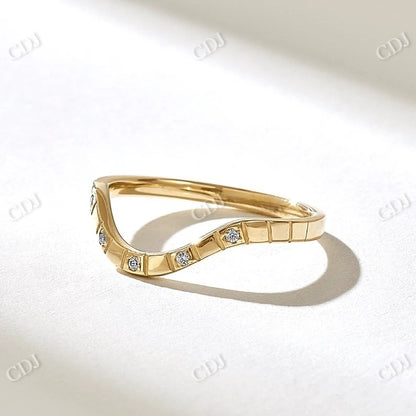 0.05CTW Diamond Square Pattern Arch  Wedding Band  customdiamjewel 10KT Yellow Gold VVS-EF