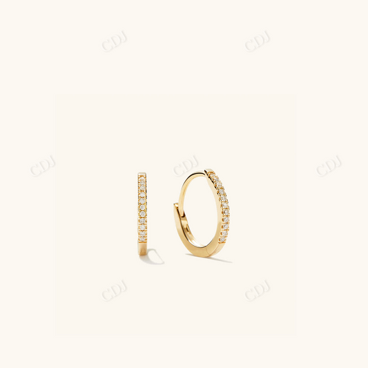 0.063CT Lab Grown Pave Diamond Hoop Earrings  customdiamjewel Sterling Silver Yellow Gold VVS-EF