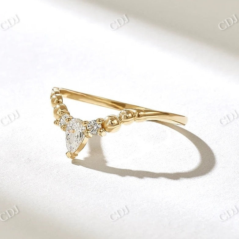 0.22CTW Pear And Round Cut CVD Diamond Curved Wedding Band  customdiamjewel 10KT Yellow Gold VVS-EF